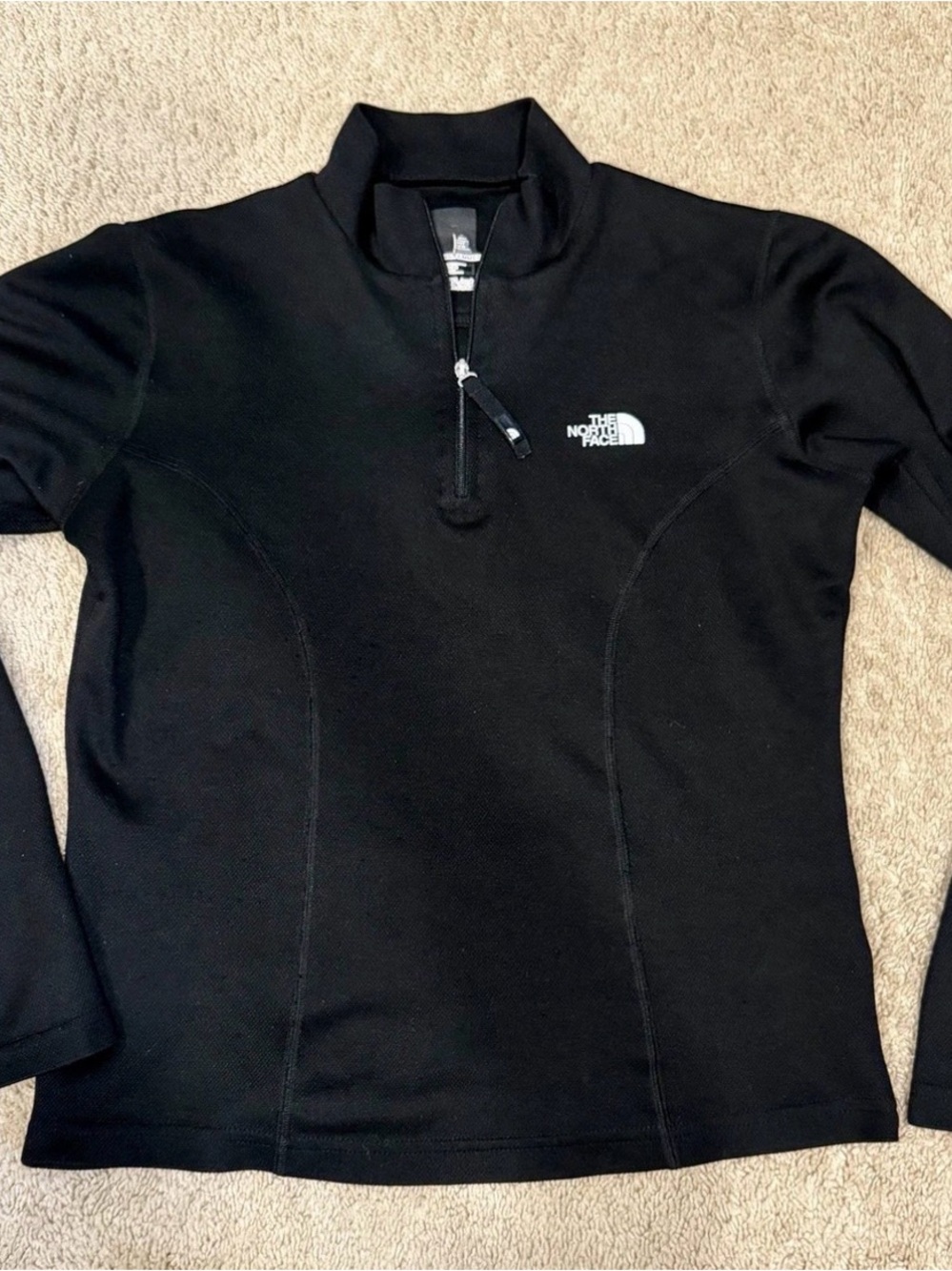 The North Face Womens Black Long Sleeve 1/4 Zip Pullover Shirt Small Vaporwick